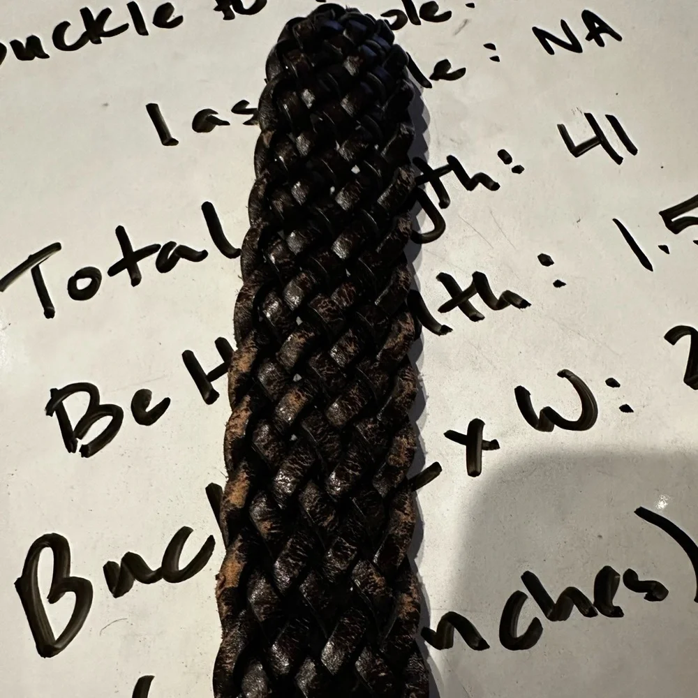 Vintage Brown Leather Braided Belt